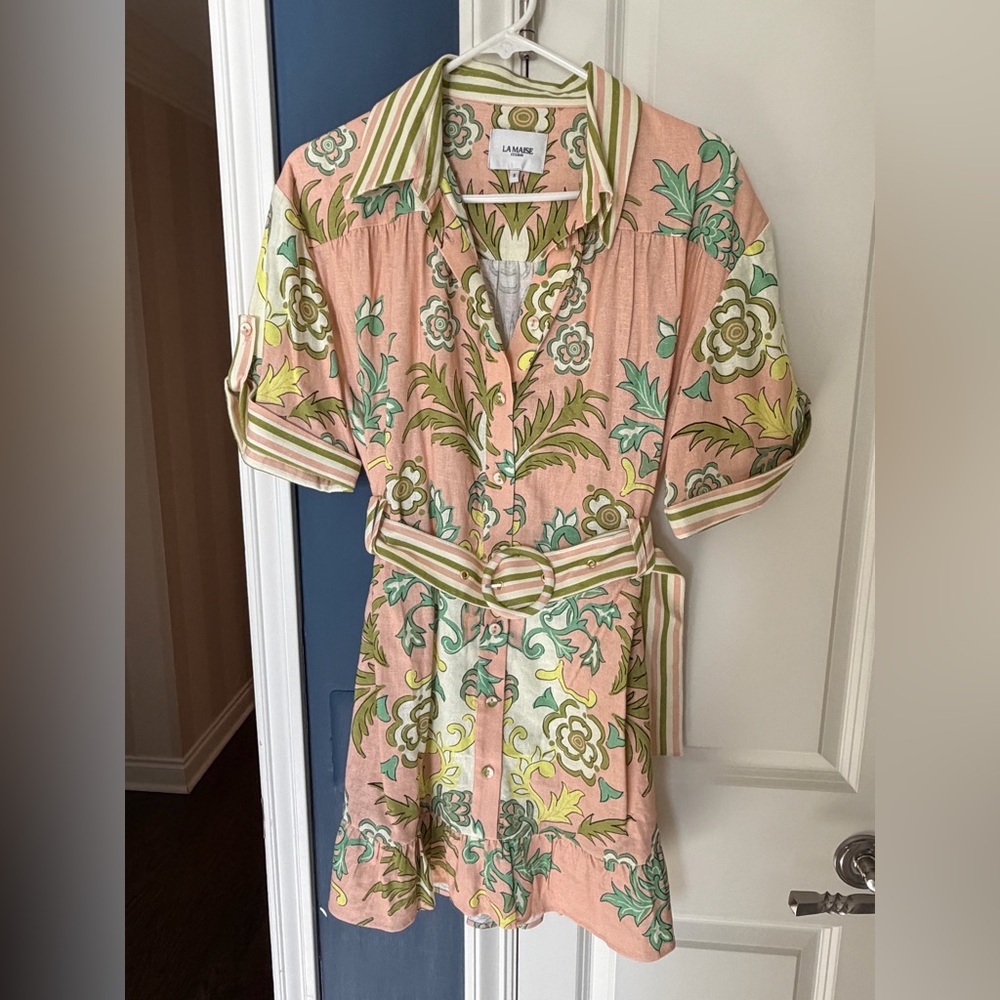 La Maise Floral Pink Lucia Mini Shirtdress